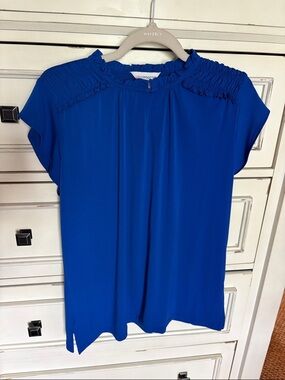 Royal Blue Smocked Yoke Women's Top